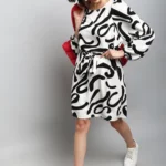 WHITE DOODLE PRINT SHIFT DRESS