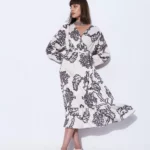 OFF-WHITE PRINTED MIDI DRESS