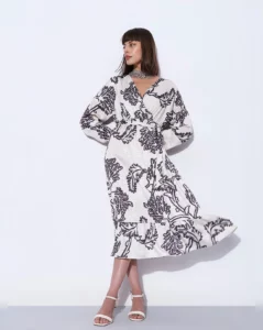 OFF-WHITE PRINTED MIDI DRESS