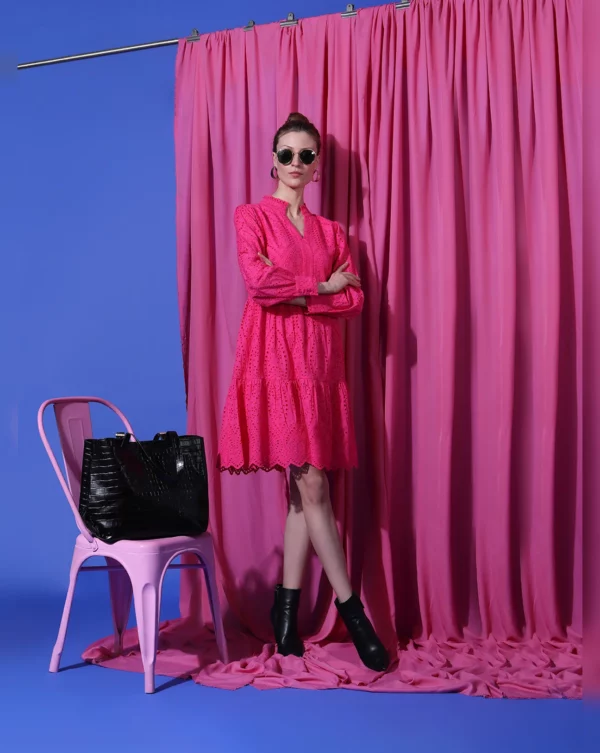 PINK SCHIFFLI SHIFT DRESS