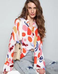 ORANGE ABSTRACT PRINT SHIRT