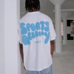 SPORTS ACADEMY OVERSIZE BOX FIT T SHIRT IN WHITE
